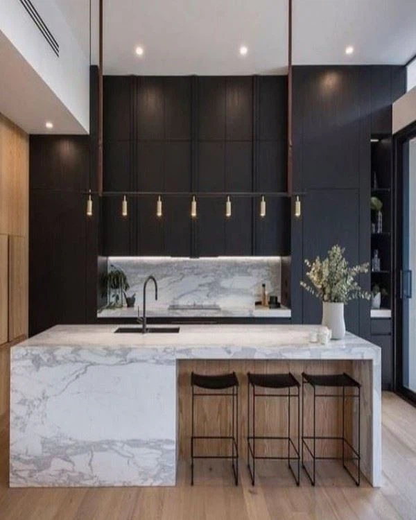 Arabescato White Marble kitchen island